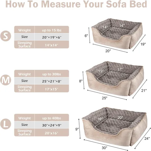 Vista 4 de JOEJOY - Cama rectangular para perros grandes, medianos y pequeños, lavable a máquina, sofá cama, antideslizante, suave, transpirable, duradero