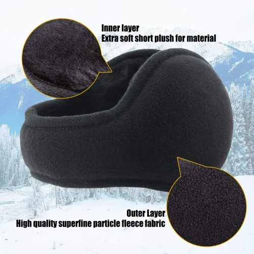 Vista 2 de Metog Orejeras de invierno unisex plegables de vellón polar, fundas cálidas y ajustables para las orejas