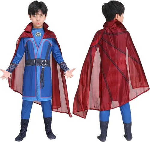 Vista 4 de Lyxaof Disfraz de Doctor Strange, disfraz de Dr.stephen, capa de superhéroe, capa de superhéroe, trajes de cosplay para niños