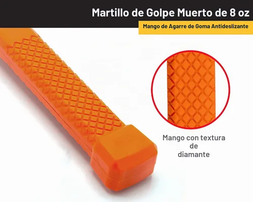 Vista 4 de Titan 63008 Martillo de Golpe Muerto de 8 onzas con Cabeza Rellena de Perdigones de Acero, Resistente a Chispas y Rebotes, Mango Texturizado Tipo