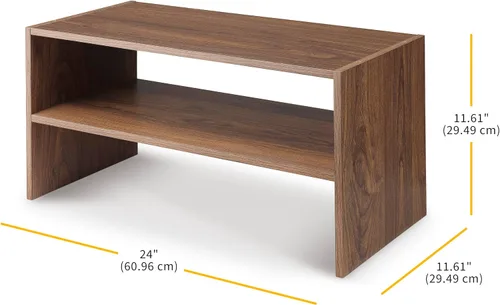 Vista 3 de Whitmor - Estante para zapatos apilable de madera con 2 estantes, nogal, 61 centímetros, paquete de 2