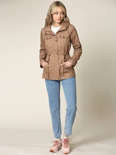 Vista 5 de Lock and Love LL - Chamarra con capucha para mujer diseño safari militar de estilo casual