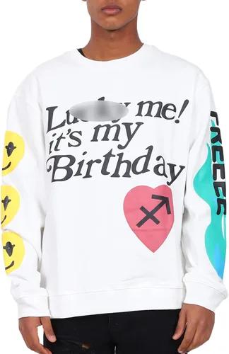 Vista 3 de THE SCOTTS Kanye Lucky Me It's My Birthday - Sudadera con capucha y cuello redondo para hombre