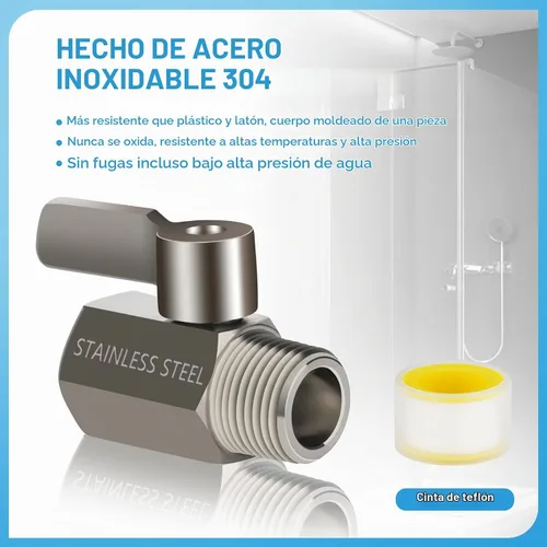 Vista 3 de Válvula de cierre de cabezal de ducha con palanca de mango largo, 1/2" NPT