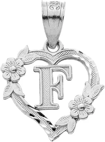Vista 14 de Colgante de plata de ley con inicial de corazón para mujer, colgante de letra para mujer