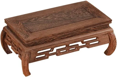 Vista 9 de GOLDY&WENDY Base de madera hecha a mano de ala de pollo cuadrada tallada artesanía pedestal florero Buddha planta tanque de peces soporte