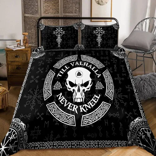 Vista 5 de Nordic Valhalla Odin - Juego de funda de edredón de 3 piezas, estampado en 3D vikingo, juego de funda de edredón para cama individual, matrimonial