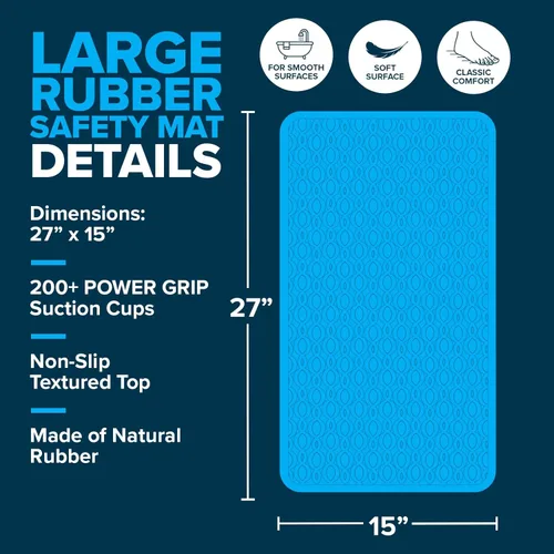 Vista 9 de SlipX Solutions Tapete de seguridad de goma grande y duradero de 27 x 15 pulgadas, siéntete seguro y seguro en tu baño o ducha, textura