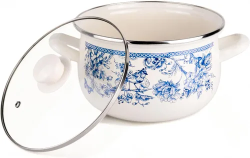 Vista 4 de Bird of Paradise Belly - Olla profunda con tapa de vidrio, olla de cocina con tapa y asas, olla multiusos para cocina en el hogar, utensilios