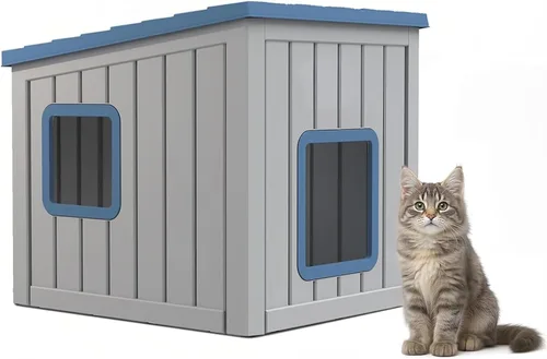 Vista 8 de VIXZEN Casa para gatos al aire libre resistente a la intemperie, diseño de mesa auxiliar multifuncional, casas para gatos con garra para gatos al
