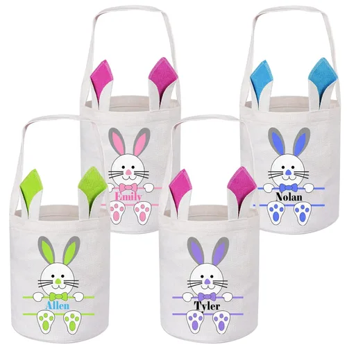 Vista 8 de Paquete de 2 cestas de Pascua personalizadas para niños y niñas, regalos de Pascua personalizados de Touber, cesta de Pascua para conejito