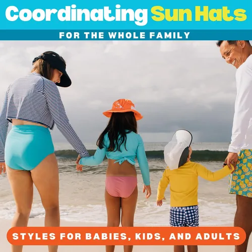 Vista 7 de SwimZip, sombrero unisex para niños, ala ancha, protección solar FPS 50, ajustable. Aguamarina