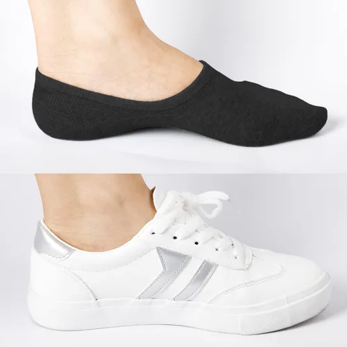 Vista 5 de DIBAOLONG - Calcetines invisibles para mujer, diseño de corte bajo, plano y antideslizante (paquete de 6 o 12 pares)