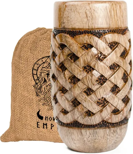 Vista 11 de Jarra de Cerveza de Madera Premium 20Oz Estilo Urnes 100% Hecha a Mano Jarra de Cerveza Accesorios de Vino Regalos Vikingos Regalo Medieval Tankard