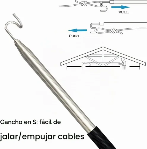 Vista 7 de Herramienta de recogida magnética telescópica con gancho, poste de recogida, alambre para pescado, bolsillo extensible, herramienta de recogida