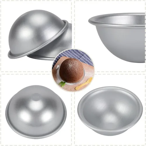 Vista 4 de Fydun Molde de aluminio para tartas de gasa, 4.1 x 1.8 in, plateado, cúpula, redonda, antiadherente, formal, decorativo