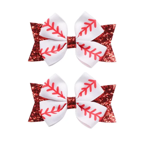 Vista 3 de Pinzas para el cabello deportivas con pasadores de lazo de béisbol para niñas BBG65 (juego B2, 2 piezas)