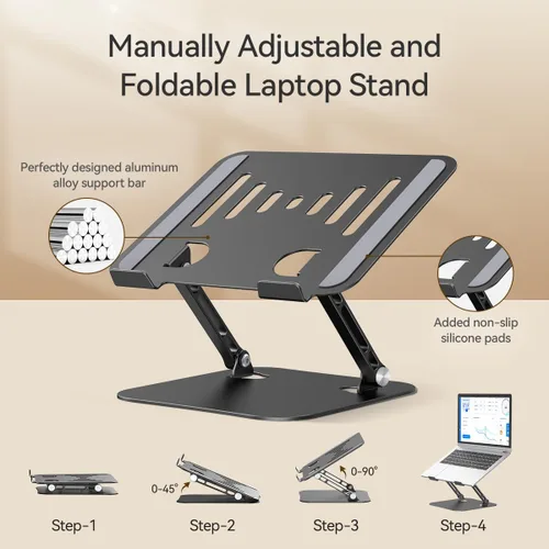 Vista 9 de Soporte ajustable para laptop, elevador de aluminio para laptop Negro