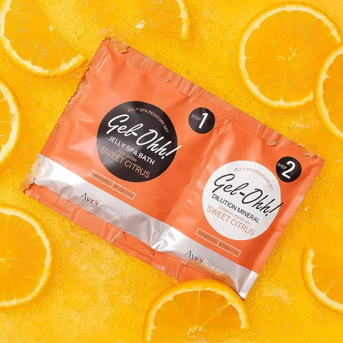 Vista 4 de AvryBeauty Gel-Ohh Jelly Spa Bath paquete de 3, Citrus Fresh, aroma cítrico, vitamina C, pedicura de gelatina, servicios de salón, pedicura