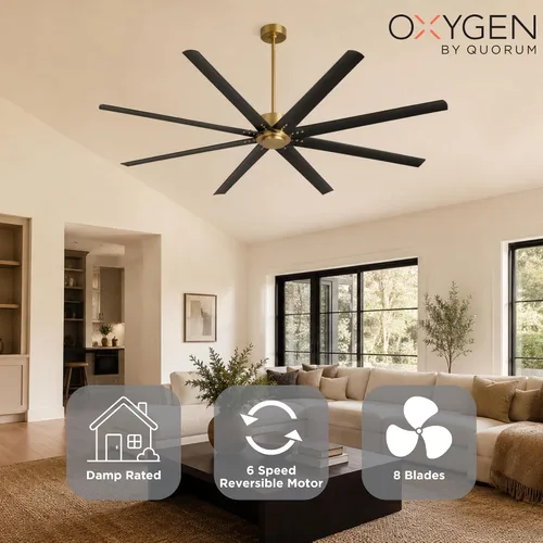 Vista 2 de Oxygen 3-108-40 Fleet Ventilador de techo de 72 pulgadas Latón envejecido