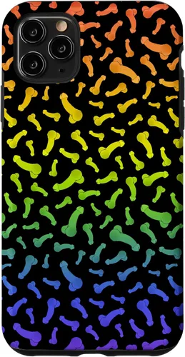 Vista 13 de Funda negra con diseño de pene o polla arcoíris para iPhone 17