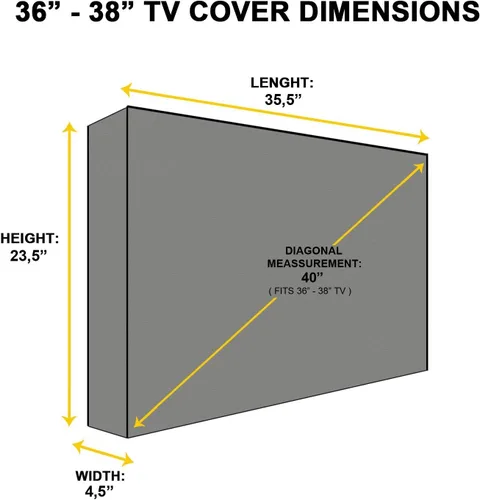 Vista 2 de Funda de TV para exteriores con parte delantera transparente, protector universal resistente a la intemperie para TV de 36 a 38 pulgadas, se adapta