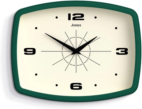 Vista 11 de JONES CLOCKS® Reloj de pared de película Reloj retro rectangular 10 Negro