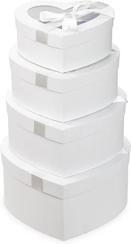 Vista 9 de Cajas negras en forma de corazón para arreglos florales, cajas de corazón para flores, juego de 4 cajas de regalo anidables con tapas transparentes