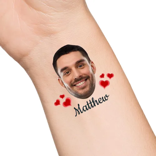 Vista 21 de Tatuajes temporales personalizados con texto de nombre, tatuaje temporal personalizado con logotipo fotográfico para adultos, parejas, mujeres
