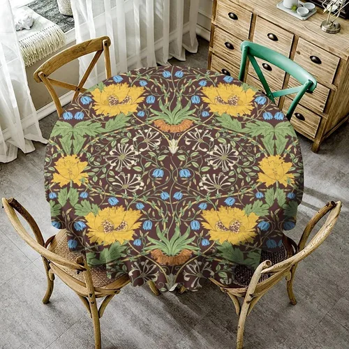 Vista 161 de Mantel Floral Retro de Pájaros, Diseño Original Bohemio William Morris Estampado Cubierta de Mesa para Hogar Picnic Fiesta Comedor Cocina William