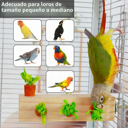 Vista 6 de Juguetes para pájaros, juguete masticable de corcho, bloque de madera, loro, juguetes de forraje, accesorios para conures, periquitos, cacatúas