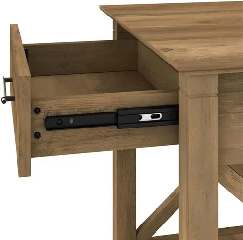 Vista 6 de Bush Home Key West - Mesa consola con cajones y estantes en pino recuperado, solución de almacenamiento para sala de estar con estantería