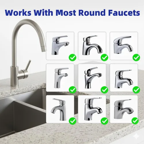 Vista 6 de Paquete de 2 grifos de filtro de agua para fregadero, filtro universal giratorio de 360°, filtro de agua para grifo de cocina, elimina el fluoruro