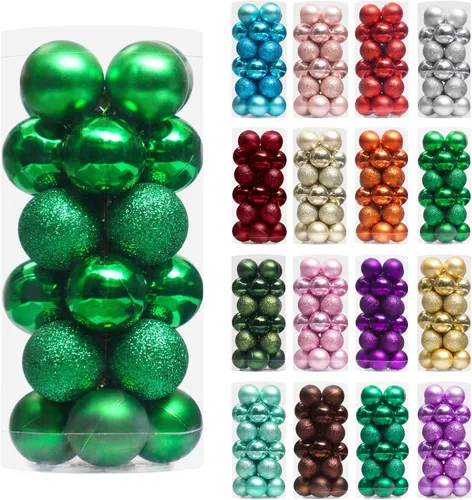 Vista 21 de XmasExp Juego de 24 mini esferas de Navidad inastillables para bolas de árbol de Navidad, 1.18 pulgadas (negro)
