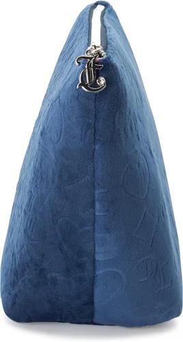 Vista 6 de Juicy Couture Bolsa de maquillaje azul organizador de cosméticos esenciales de viaje con cremallera superior cuña terciopelo corazón corona