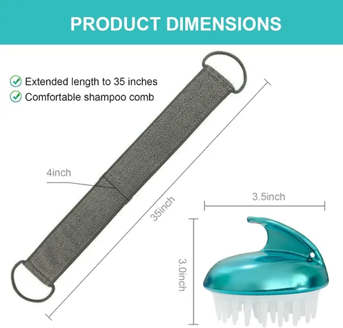 Vista 2 de Depurador de espalda de lufa, depurador de espalda exfoliante de 35.4 pulgadas para baño y ducha, para hombres y mujeres, limpiador Luffa