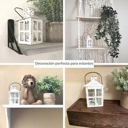 Vista 4 de Kate Aspen Decoración Rústica de Granja Blanca Portavelas Farol (12.7 cm), Decoración de Boda, Centro de Mesa, Decoración del Hogar, Decoración