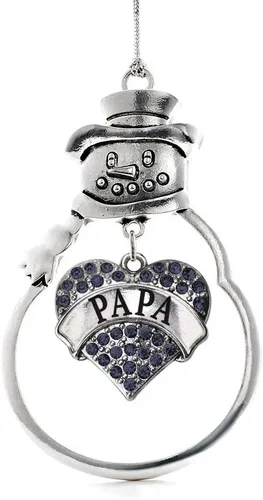 Vista 59 de Inspired Silver - Fuerza Aérea - Adorno de Navidad plateado - Adorno de árbol de Navidad con colgante de corazón azul con circonita cúbica