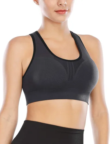 Vista 3 de Heathyoga Sujetadores deportivos de alto impacto para mujer, sujetadores deportivos con relleno, sujetador de entrenamiento para mujer, con espalda
