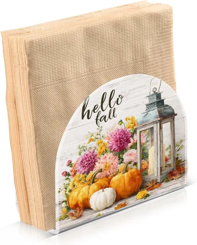 Vista 16 de Servilletero de otoño de gnomo negro para mesa, dispensadores de pañuelos acrílicos, servilleteros de cóctel para bodas, fiestas, eventos