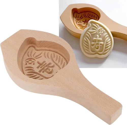 Vista 7 de Zerodis Mooncake - Modelo de madera, modelo de pastel de luna de festival con patrón de flores 3D, herramientas de decoración para galletas