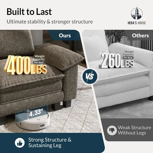 Vista 8 de HERA'S HOUSE Sofá Seccional Modular de 88", Sofás Loveseat para Sala de Estar, Cómodo Sofá Nube de 2 Asientos con Asiento Profundo con Almohada