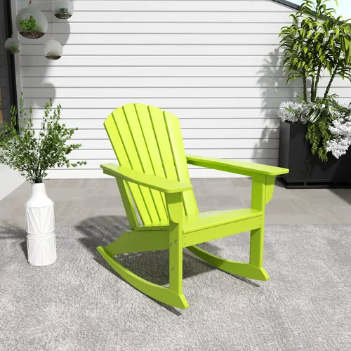 Vista 18 de WestinTrends Dylan - Silla mecedora Adirondack de plástico de polietileno para exteriores, color negro