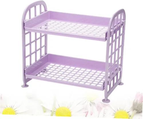 Vista 8 de Alipis Plastic Storage Shelf Organizer for Bathroom and Kitchen Easy to Install Desktop Rack for Toiletries Fruits and Vegetables
