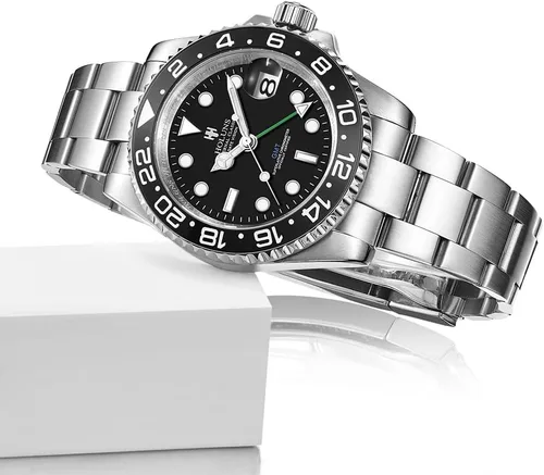 Vista 3 de Reloj automático GMT de lujo para hombre, reloj de negocios luminoso de acero inoxidable impermeable con zafiro