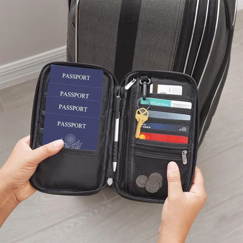 Vista 6 de ARTOS Carpeta de viaje para organizador de documentos, Negro -, Cartera Rfid