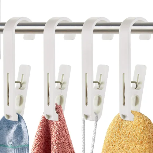 Vista 11 de Ganchos de Lavandería con Clips Colgador Organizador de Armario Pinzas Calcetines Botas Sujetadores Toallas para Baño Armario Cocina Oficina 4 Negro