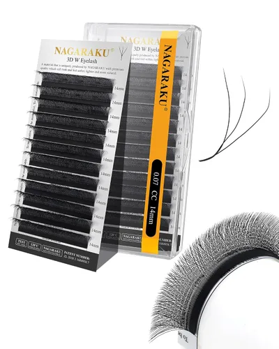 Vista 65 de NAGARAKU Extensiones de pestañas prefabricadas en abanico 3D W 0.05 C 0.315 0.05-C 3D W