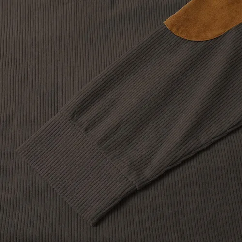 Vista 4 de Camisas de pana para hombre, estilo casual, cuello de solapa, con botones, cuello falso, manga larga, sudaderas tipo polo casuales, tallas grandes
