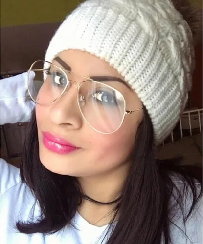 Vista 2 de Gafas de aviador clásicas para mujeres y hombres, marco de metal retro, lentes transparentes sin receta, 2.283 in